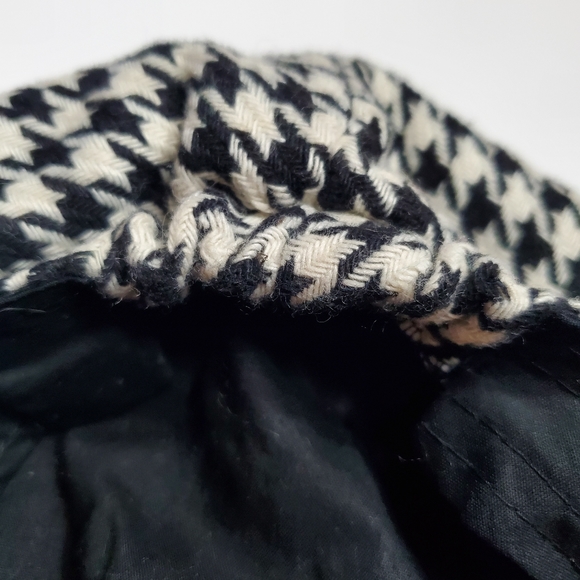 Black and white houndstooth newsboy cap fashion brim hat one size - Picture 6 of 15